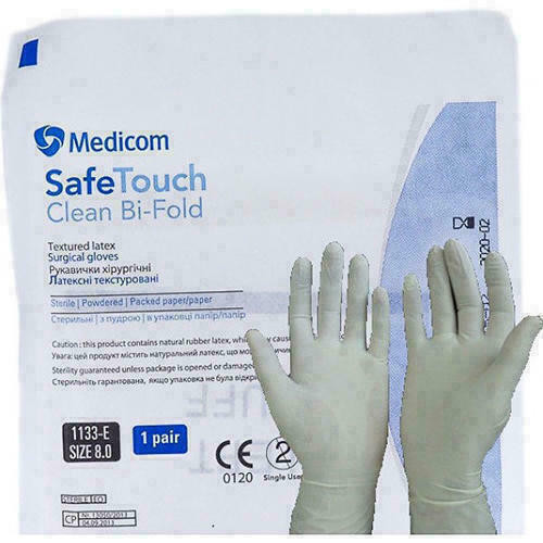 Перчатки Safe-Touch Bi-Fold смотровые латексные нестерильные припудренные (р.M)