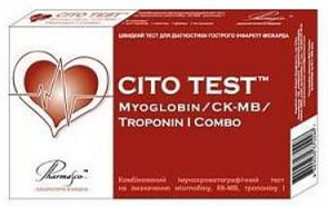 Тест CITO TEST Troponin I, CK-MB, Myoglobin тест для определения тропонина I, КК-МВ, миоглобина - фото