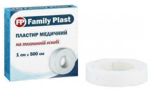 Пластырь Family Plast медицинский на тканевой основе бумажная упаковка 1 см*500 см - фото