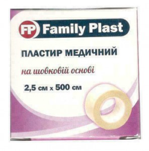 Пластырь Family Plast медицинский на шелковой основе 2,5 см х 500 см - фото