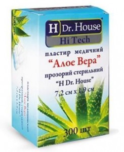Пластырь H Dr. House медицинский Алоэ вера прозрачный стерильный 7,2 см*1,9 см №300 - фото