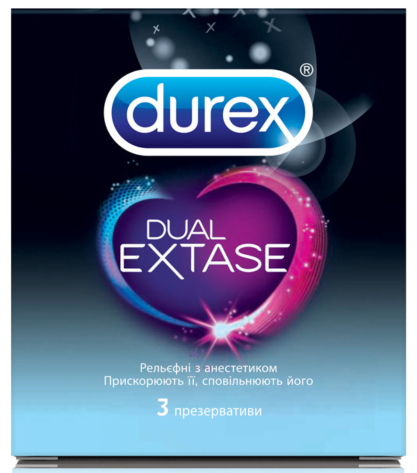 Презервативы Durex Dual Extase (рельефные с анастетиком) №3