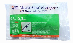 Шприц Micro-Fine Plus Demi одноразовый 0.3 мл инсулиновый U-100 G30 №10 - фото