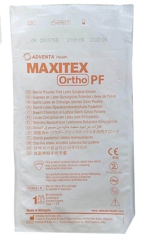 Перчатки Maxitex Ortho PF латексные хирургические стерильные, неопудренные (р.6)