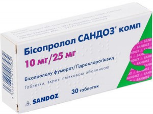 Бисопролол-Сандоз 10 мг+25 мг таблетки №30 - фото