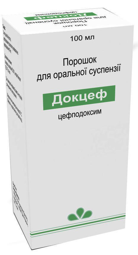 Докцеф порошок для орльной суспензии 40 мг/5 мл 100 мл