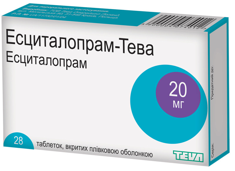 Эсциталопрам-Тева 20 мг таблетки №28