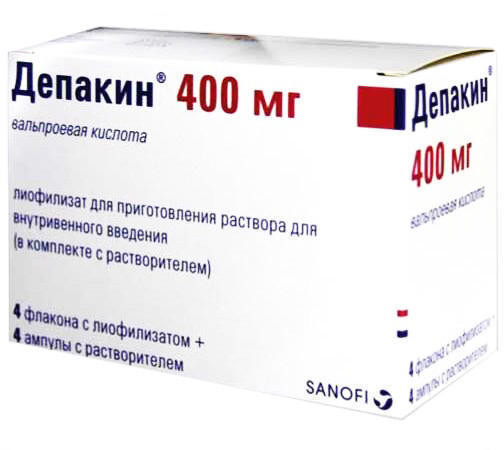 Депакин лиофилизат для приготовления раствора 400 мг с растворителем №4