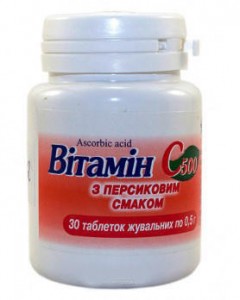 Витамин С 500 мг таблетки жевательные с персиковым вкусом №30 - фото