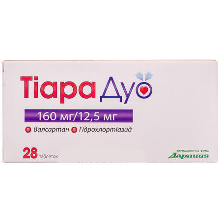Тиара Дуо 160 мг/12,5 мг таблетки №28