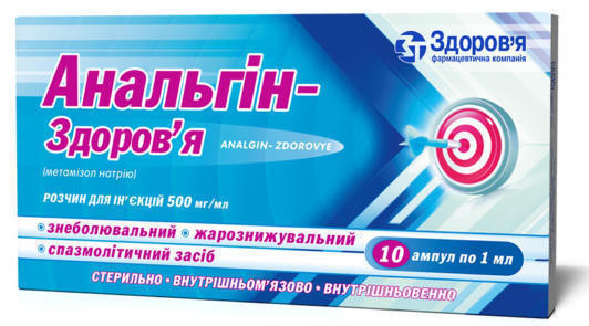 Анальгин 50% раствор 1 мл ампулы №10