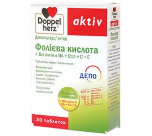 Доппельгерц актив Фолиевая кислота + Витамины В6+В12+С+Е таблетки №30 - фото