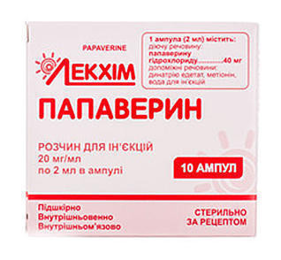 Папаверин р-р для ин.20мг/мл 2мл амп. №10 (5х2) блистер в/уп.