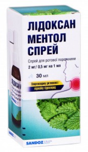 Лидоксан ментол спрей 2 мг+0,5 мг/1 мл. флакон 30 мл - фото