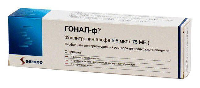 Гонал-Ф пор.75МЕ/5.5мкг N1 р-ль в шприц.1мл+иглы