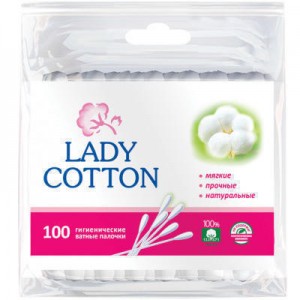 Палочки ватные Lady Cotton в полиэтиленовом пакете 100 шт - изображение Палочки ватные Lady Cotton в полиэтиленовом пакете 100 шт - фото