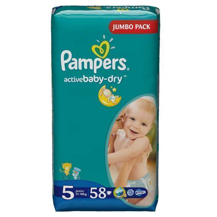 Подгузники Pampers Active Baby Junior р.5 (11-18 кг) (Джамбо) 58 шт