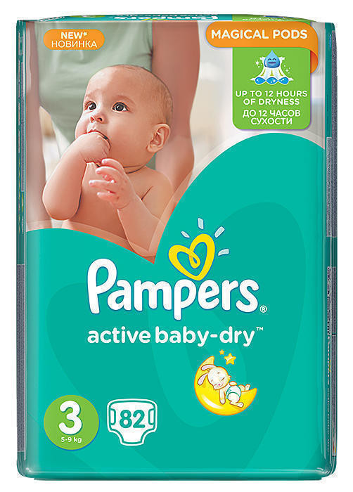 Подгузники Pampers Active Baby Midi 3 (5-9 кг) (Джамбо) 82 шт
