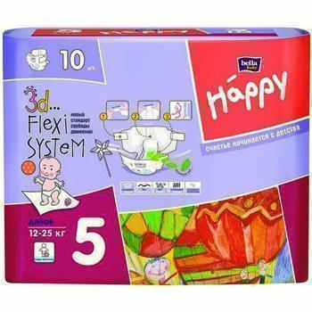 Подгузники Happy Junior 5 (12-25 кг) 10 шт