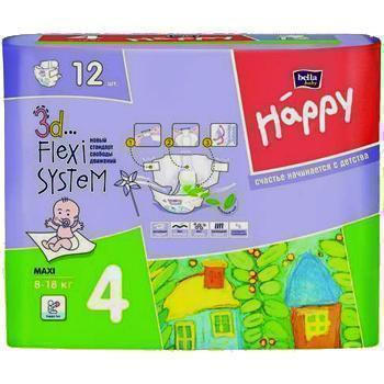 Подгузники Happy Maxi 4 (8-18 кг) 12 шт