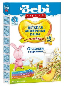 Каша Kolinska Bebi Premium молочная овсяная с персиком с 5 месяцев 250 г - изображение Каша Kolinska Bebi Premium молочная овсяная с персиком с 5 месяцев 250 г - фото
